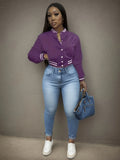 Spring and Autumn European and N Women's Pure Color Jacket Single-breasted Baseball Jacket Jacket