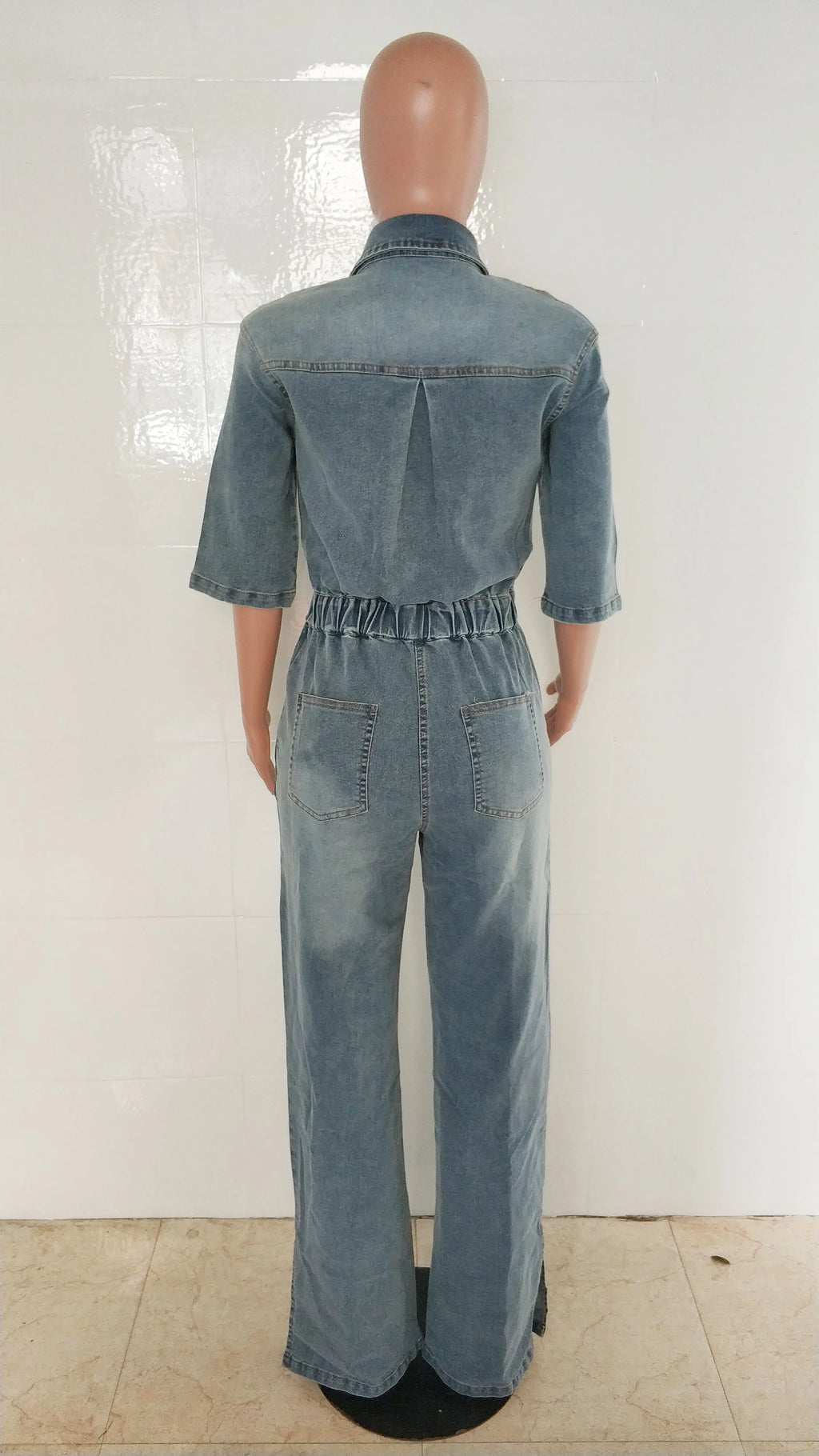 Streetwear Wide Leg Jeans Jumpsuit Sexy Women Turn Down Collar Elegant Denim Straight Romper Overalls