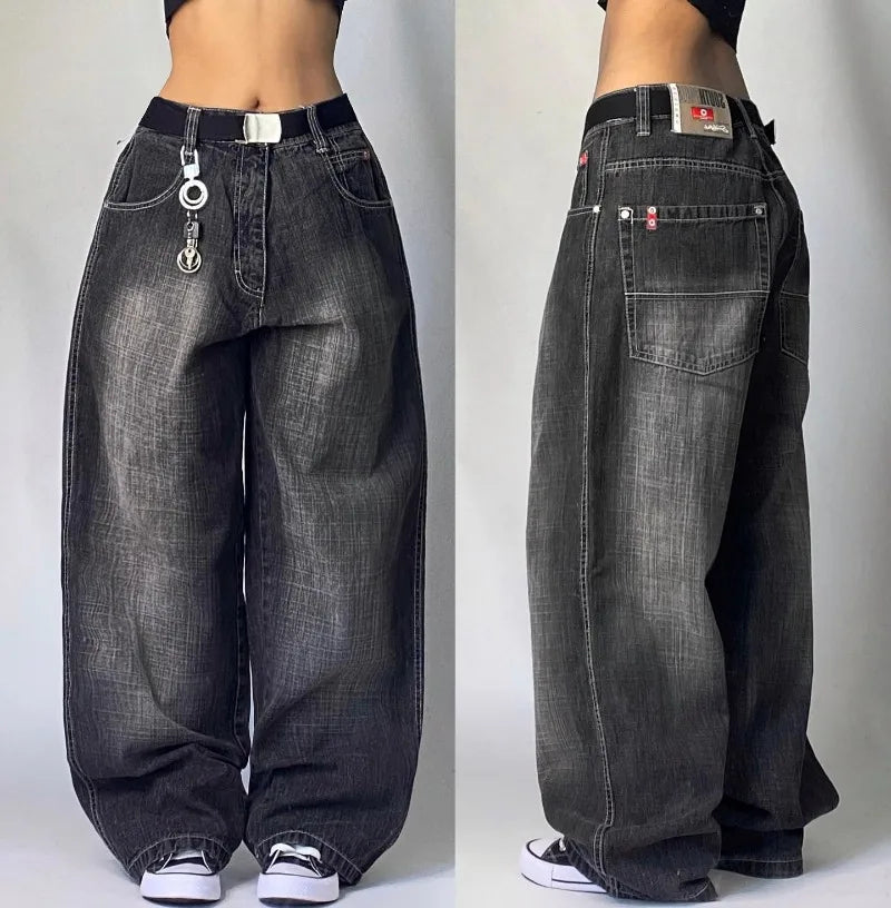 American New Fashion Solid Color Washed Baggy Jeans Y2K Streetwear Vintage Fashion Joker Men and Women High Waist Wide Leg Pants