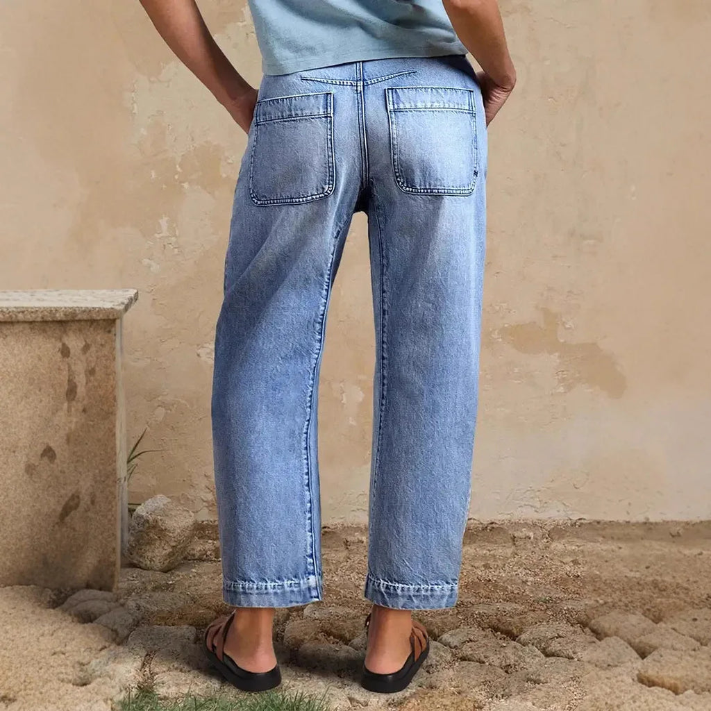 2026 Spring Summer Women's Fashion Casual Wide-Leg Straight Jeans Cropped Pants